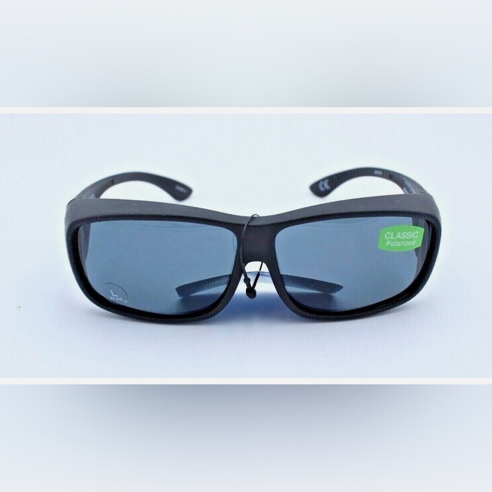 Foster Grant Solar Shield POLARIZED LG Black FITS OVER Sunglasses FO-020 MBLK
